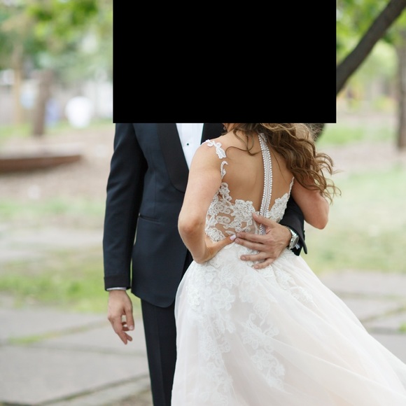 Whyte Couture Designer Blush Wedding Dress - Picture 3 of 7